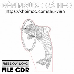file cắt đèn ngủ 3D hình con cá heo