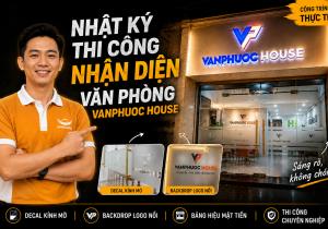 Nhật ký thi công decal kính văn phòng và bảng hiệu VANPHUOC HOUSE tại Hiệp Bình Phước, TP. Thủ Đức