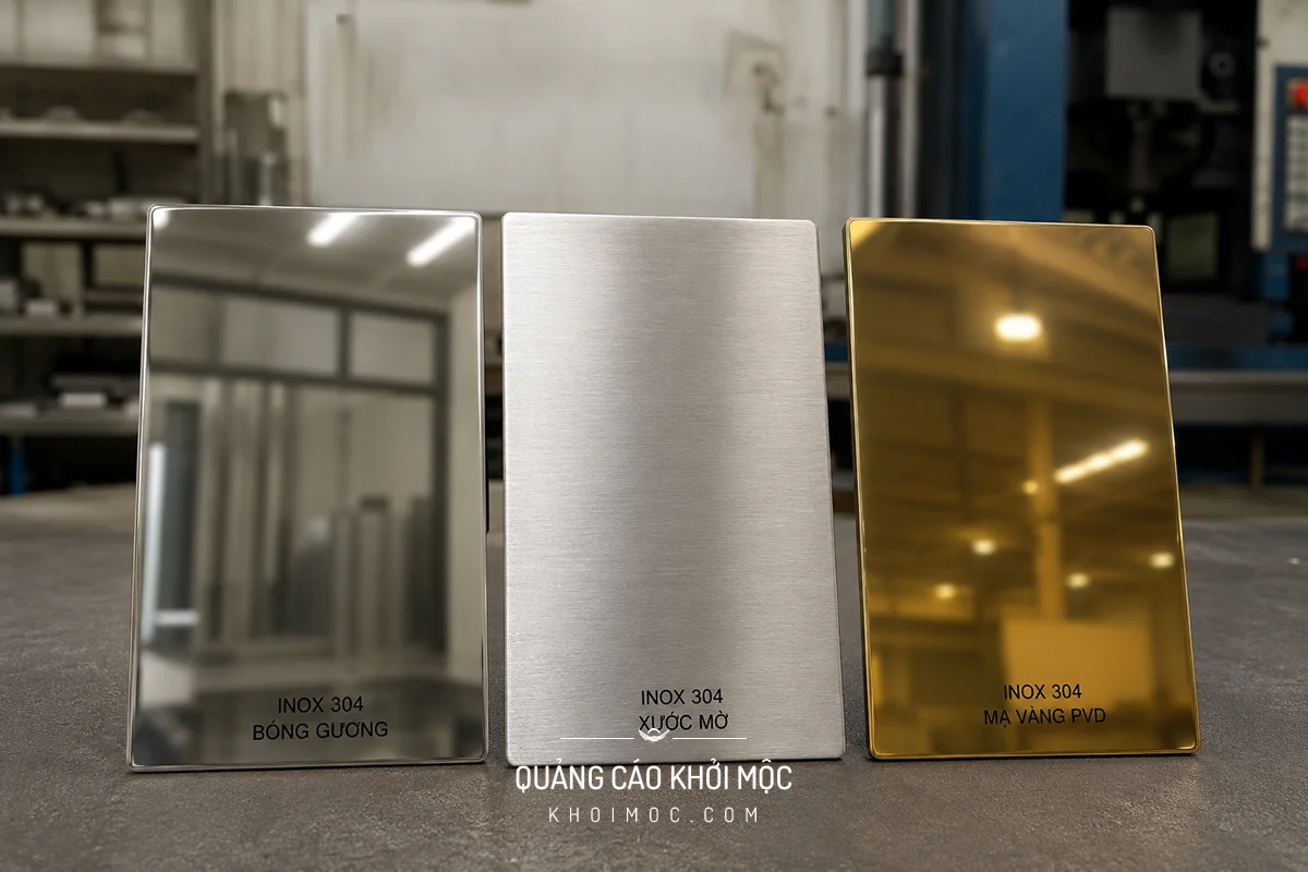Ba kiểu bề mặt inox thường dùng: gương, xước và mạ vàng PVD