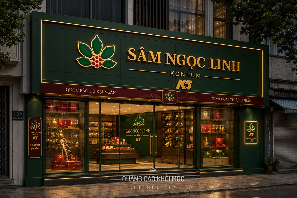 Mặt dựng alu demo cho thương hiệu Sâm Ngọc Linh