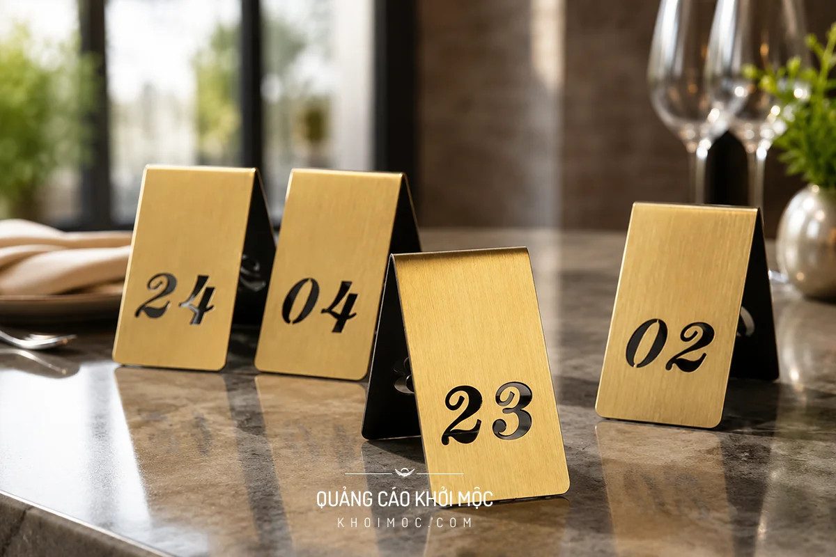 Bảng số bàn inox có đế để bàn cho nhà hàng