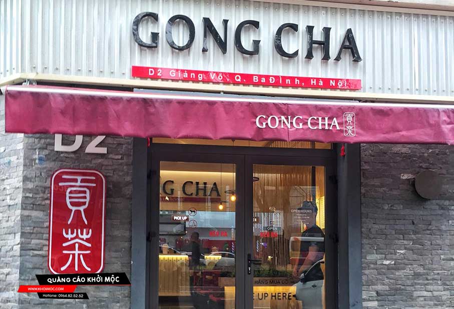Mẫu bảng hiệu trà sữa Gong Cha đẹp làm từ tôn