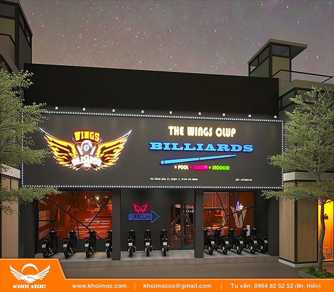 Xu Hướng Thiết Kế Bảng Hiệu Quán Bida Hiện Đại 2+3á