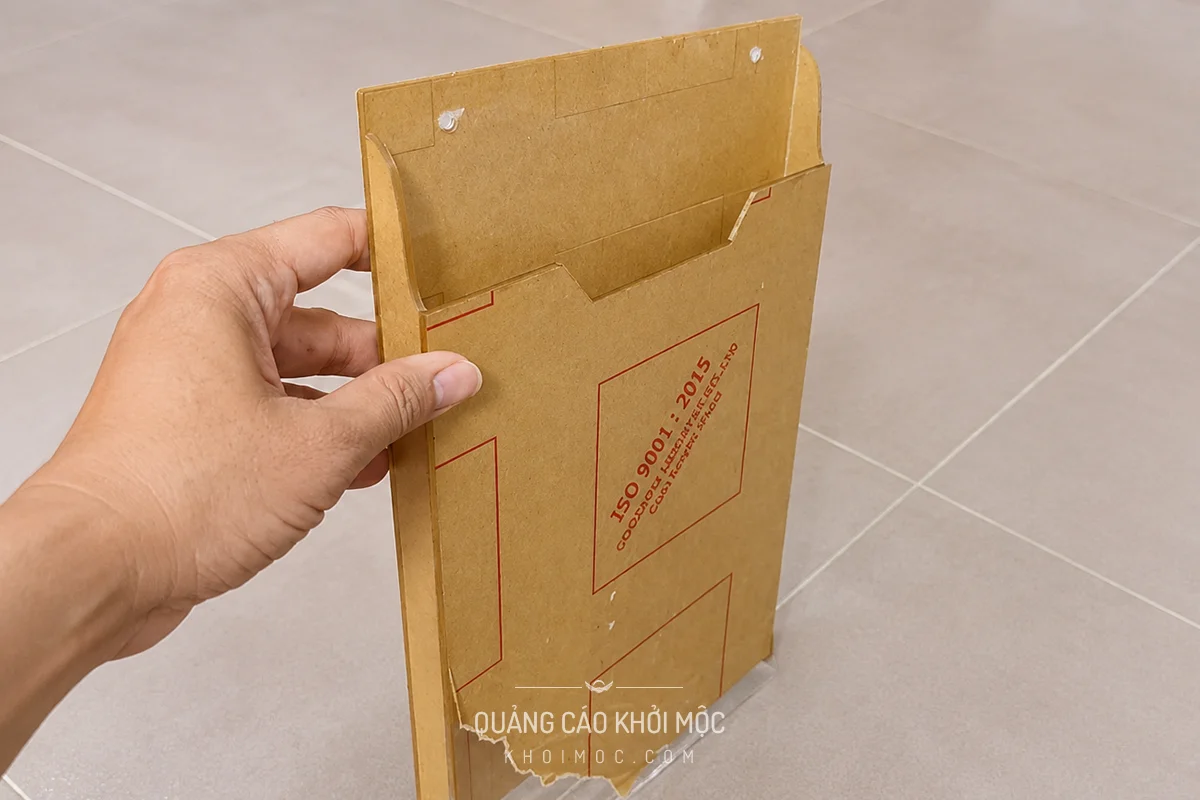 Bóc màng bảo vệ kệ mica treo tường thành phẩm