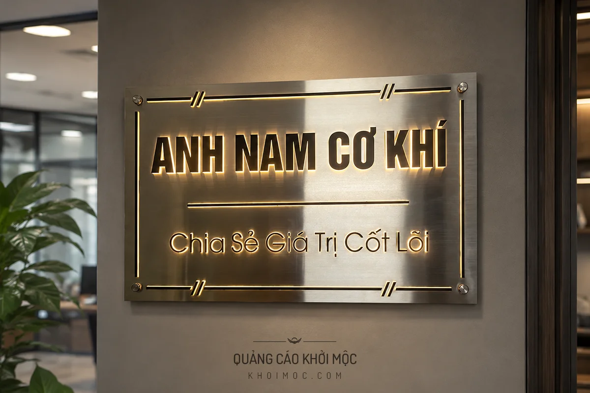 Bảng số nhà inox trắng xước phối LED mica