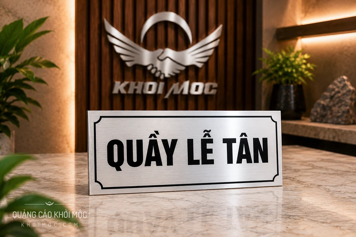 Bảng chức danh inox trắng xước ăn mòn nội dung